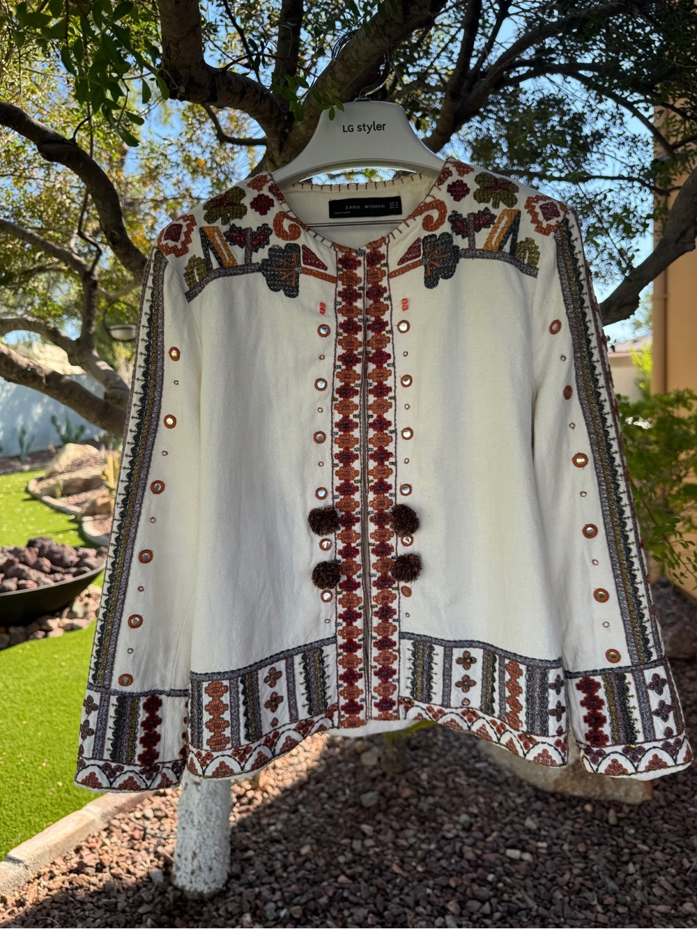 Zara Embroidered Ecru Jacket